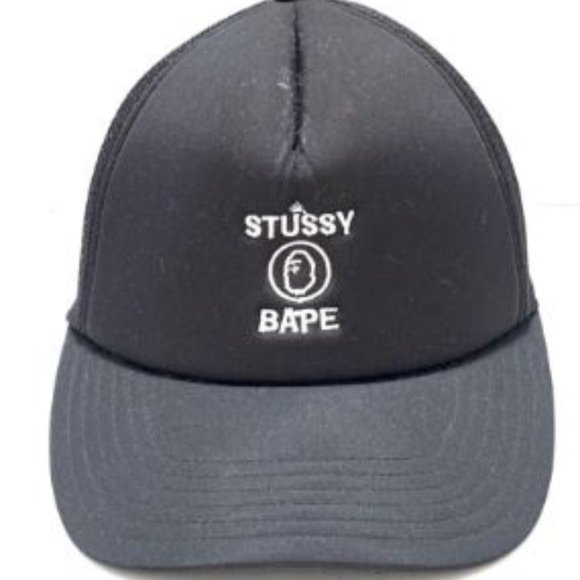 BAPE X STUSSY TRUCKER HAT - Picture 1 of 6